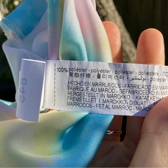 Zara watercolor tie dye satin slip dress halter multicolor - Picture 11 of 11